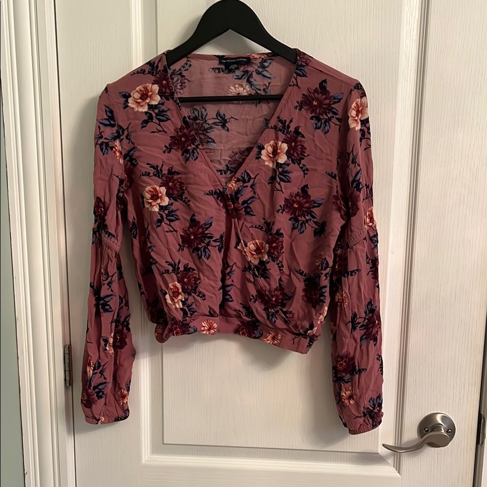 AE Floral V-Neck Wrap Top